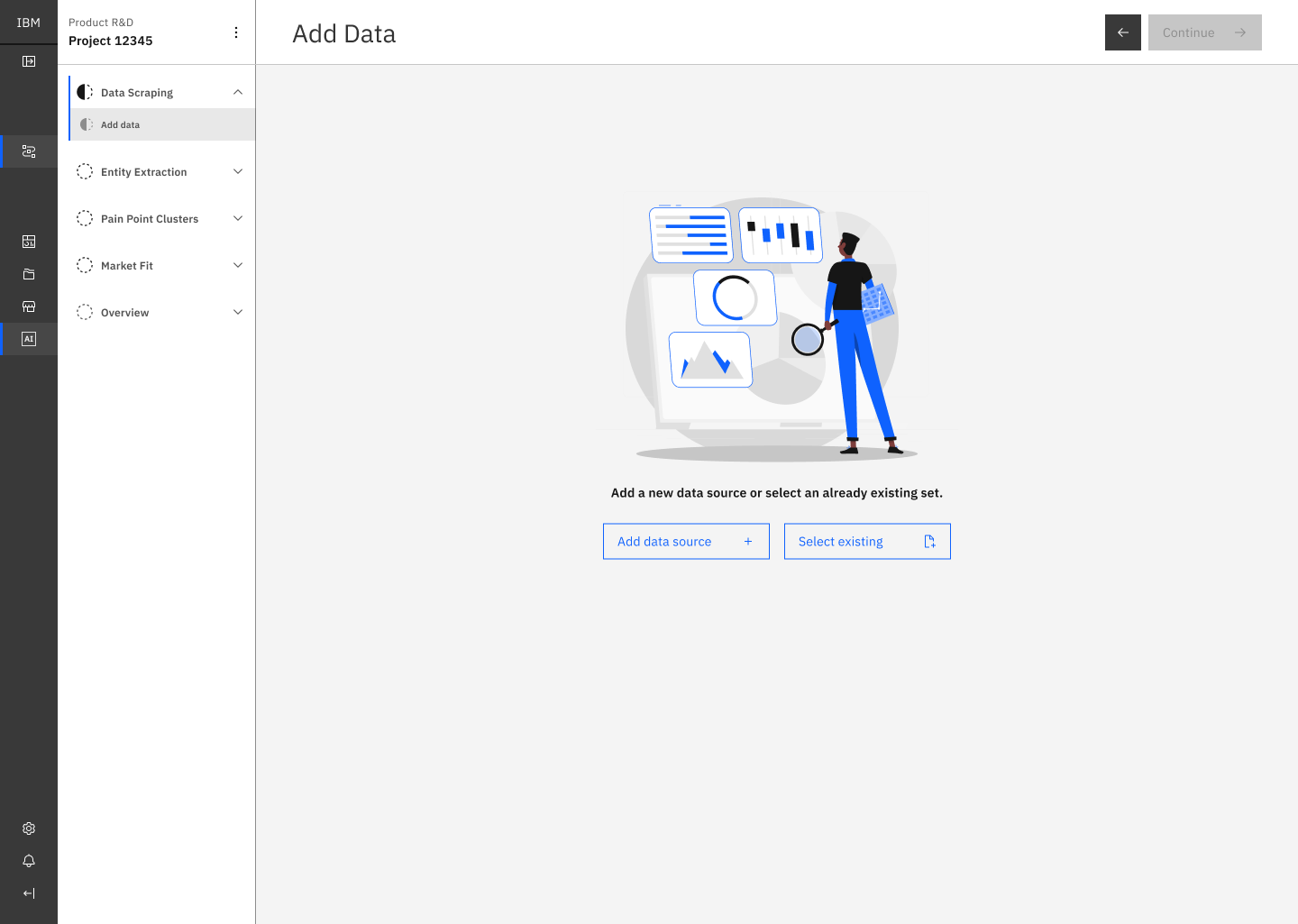 Empty state for adding data sources with illustration