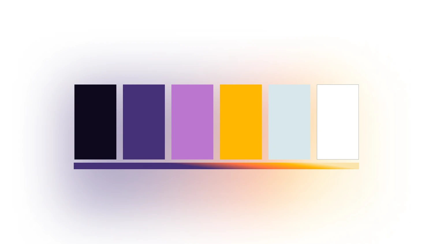 Stagecoach color palette: dark purple through violet, pink, gold, light blue, and white