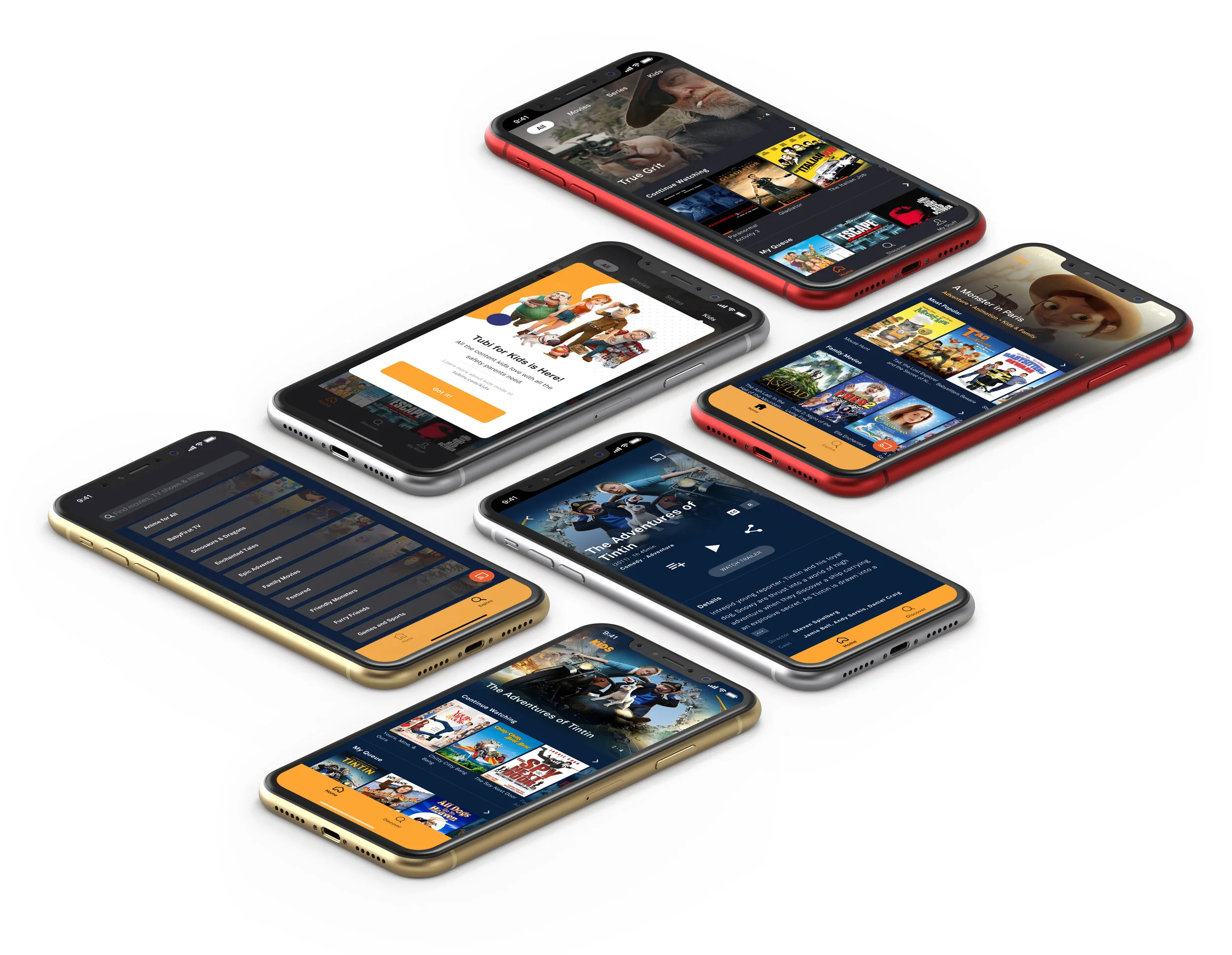 Tubi mobile app screens